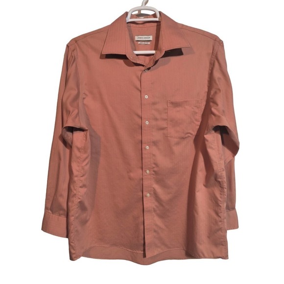 Joseph Abboud peach color button front long sleeve shirt men XL-XXL neck size 17 - Picture 1 of 5